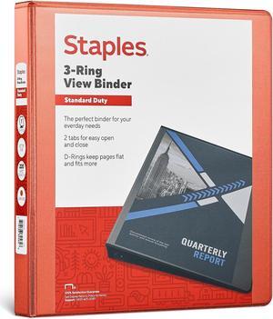 Staples Standard 1" 3-Ring View Binder Orange (26436-CC) 82654