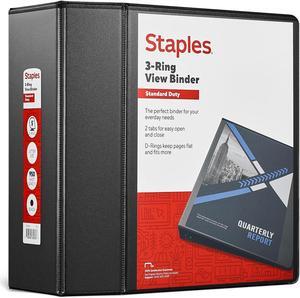 5" Staples Standard View Binder with D-Rings Black 976180