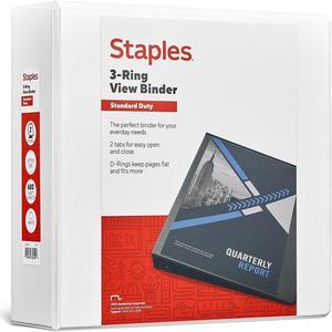 Staples Standard 3" 3-Ring View Binder White (26450-CC) 82639 Staples Standard 3" 3-Ring View Binder White (26450-CC) 82639