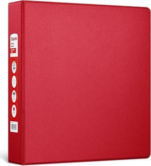 Staples Standard Binder with D-Rings Red or Burgundy 500 Sht Capacity 2" Ring 55366/26305 Staples Standard Binder with D-Rings Red or Burgundy 500 Sht Capacity 2" Ring 55366/26305