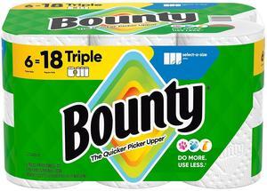 Bounty Select-A-Size Kitchen Rolls Paper Towel 2-Ply White 147 Sheets/Roll 6
