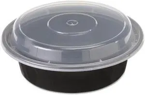 Pactiv VERSAtainers 1-Comp Black/Clear 16oz 6"dia 150/Carton NC718B