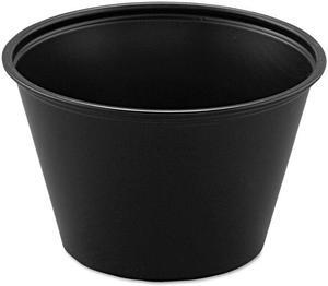 SOLO Polystyrene Portion Cups 4oz Black 250/Bag 10 Bags/Carton P400BLK