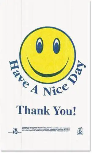Barnes Paper Company Bag,Plas,Smiley Face,Wh T16SMILEY