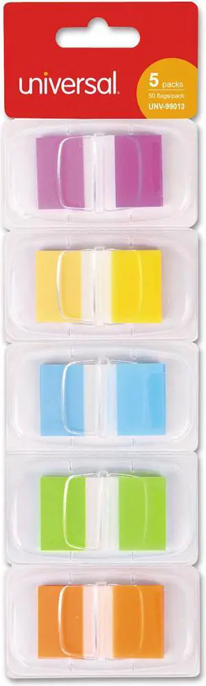 Universal Deluxe Pop-Up Page Flags 1" x 1 3/4" Assorted Colors 50/Pack 99013
