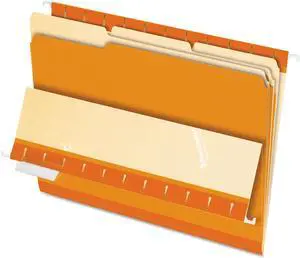 Pendaflex Interior File Folders 1/3 Cut Top Tab Letter Orange 100/Box 421013ORA