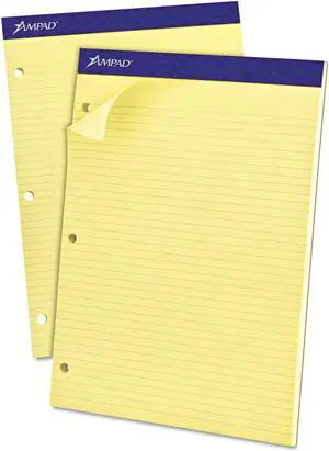 Ampad Double Sheets Pad Narrow/Margin Pad 8 1/2 x 11 3/4 Canary 100 Sheets 20246
