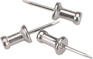 Gem Aluminum Head Push Pins, Aluminum, Silver, 1/2", 100/Box CPAL4