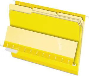 Pendaflex Interior File Folders 1/3 Cut Top Tab Letter Yellow 100/Box 421013YEL