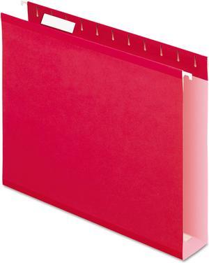 Pendaflex Reinforced 2" Extra Capacity Hanging Folders 1/5 Tab Letter Red 25/Box 4152X2RED