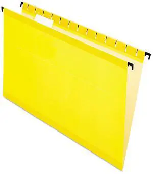 Pendaflex 615315YEL Poly Laminate Hanging Folders, Legal, 1/5 Tab, Yellow, 20/Box, 1 Box