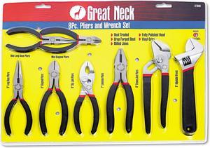Great Neck 8-Piece Steel Pliers and Wrench Tool Set 87900