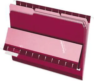 Pendaflex Interior File Folders 1/3 Cut Top Tab Letter Burgundy 100/Box 421013BUR