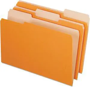 Pendaflex Interior File Folders 1/3 Cut Top Tab Legal Orange 100/Box 435013ORA