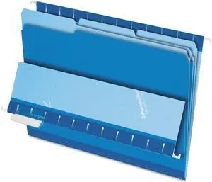 Pendaflex Interior File Folders 1/3 Cut Top Tab Letter Blue 100/Box 421013BLU