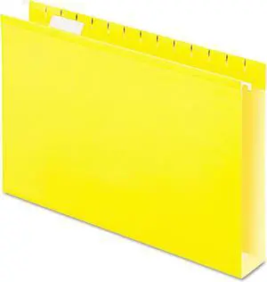 Pendaflex Reinforced 2" Extra Capacity Hanging Folders 1/5 Tab Legal Yellow 25/Box 4153X2YEL
