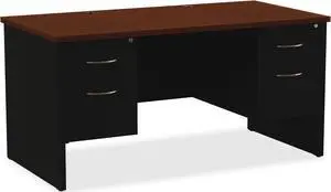 Lorell Double Pedestal Desk 30"x60" Black/Walnut 79141 Lorell Double Pedestal Desk 30"x60" Black/Walnut 79141