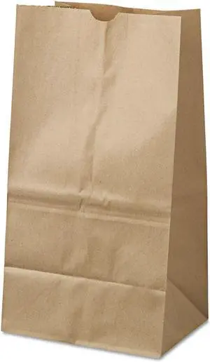 General #25 Squat Paper Grocery Bag 40lb Kraft Standard 8 1/4 x6 1/8 x15 7/8 500 bags GK25S500