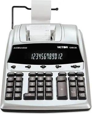 Victor 1240-3A Antimicrobial Printing Calculator Black/Red Print 4.5 Lines/Sec 12403A