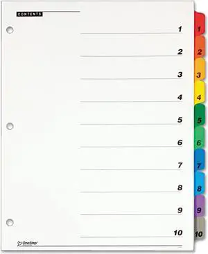 Cardinal Traditional OneStep Index System 10-Tab 1-10 Letter Multicolor 10/Set 61018