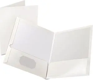 Oxford High Gloss Laminated Paperboard Folder 100-Sheet Capacity White 25/Box