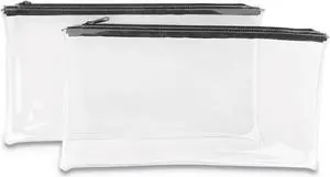 Zippered Wallets/Cases, 11w x 6h, Clear/Black, 2/PK 69026