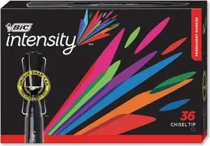 BIC Intensity Chisel Tip Permanent Marker Broad Black 36/Pack GPMM36BK