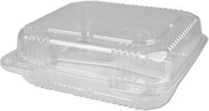 Durable Packaging Plastic Clear Hinged Containers 8 x 8 3-Compartment 5 oz; 15