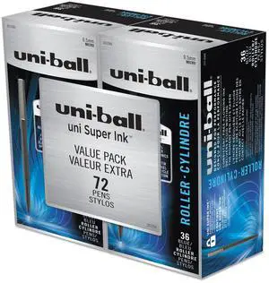 uni-ball Stick Roller Ball Pen Micro 0.5mm Blue Ink Black Barrel 72/Pack 2013566