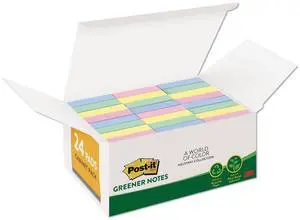 Post-it Greener Notes Recy Note Pads 1 3/8 x 1 7/8 Plain Assorted Helsinki
