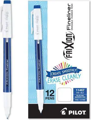 Pilot FriXion Erasable Stick Marker Pen 0.6 mm Blue Ink/Barrel Dozen 11467