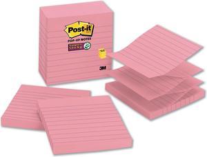 Post-it Pop-up Notes Super Sticky Pop-up Notes Refill Lined 4 x 4 Neon Pink 90-Sheet 5/Pack R440NPSS