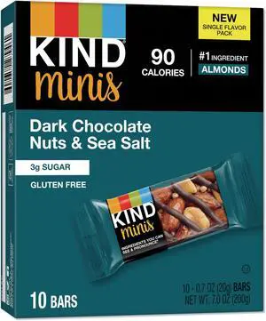 Minis, Dark Chocolate Nuts/Sea Salt, 0.7 oz, 10/Pack 27959