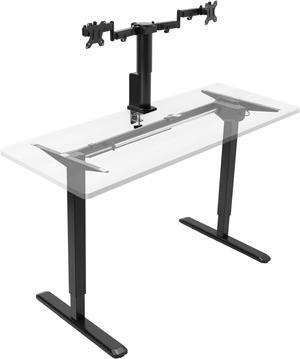 VIVO Black Single Motor Stand Up Desk Frame Workstation w/ Electric Height Adjustable Dual Monitor Mount (STAND-E-102B)