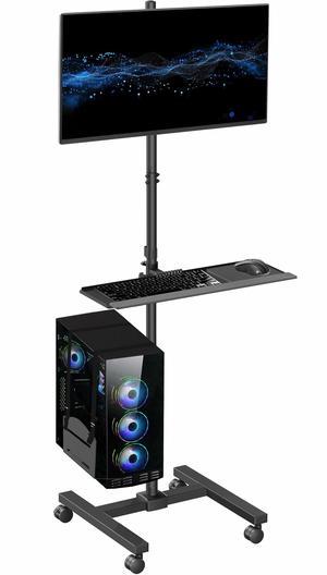 VIVO Mobile Computer Cart with Monitor Mount, PC Holder, Keyboard Tray