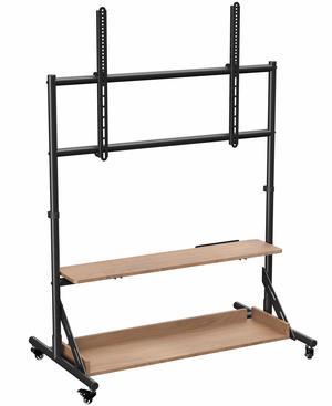 VIVO Heavy Duty Mobile TV Cart for 55" to 100" Screens Up to 176 lbs with Dual-Level Shelving, STAND-TV100D