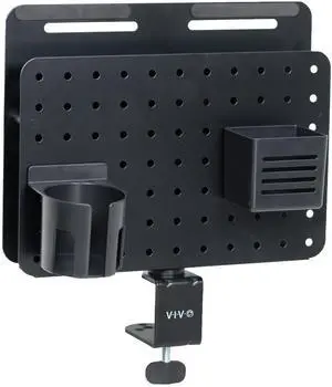 VIVO Steel Clamp-on Rotating Pegboard with Laptop Holder, Magnetic Desk Accessory Organizer, Black, PP-DK02L