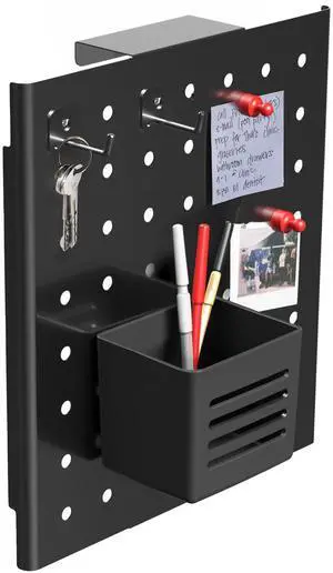 VIVO Steel Hanging Pegboard, 10 x 11 inch Magnetic Peg Board with Hook Fitting 1.2 Inch Surfaces, Black, PP-DK03H
