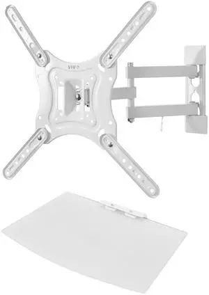 VIVO White 23" to 55" Screen Adjustable TV Wall Mount & AV, DVD Floating Shelf