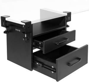 VIVO Corner Clamp-on Under Desk Drawer and Shelf System, Office Accessory Holder for Supplies, Black, DESK-DR3C