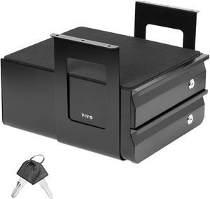 VIVO Black Lockable Under Desk Stacked Pull-out Drawers, Storage Organizer for Sit Stand Workstations (DESK-AC03L-2B)