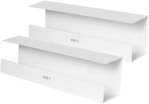VIVO White Dual Under Desk 17" Cable Management Trays, Wire Organizers, Cord Holders (2 Pack) (DESK-AC06-2CW)