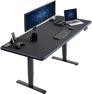 VIVO Electric 71 x 30 Standup Desk with Memory Controller, Black Top with RGB Pad, Black Frame (DESK-KIT-2B7BP)