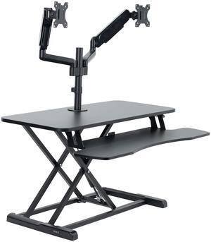 VIVO 36" Standing Desk Riser with Dual Pneumatic Arms for 17" to 32" Monitors, Black, DESK-KIT-036K2K
