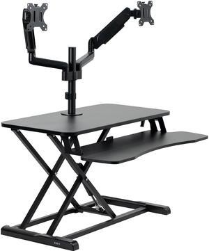 VIVO 32" Standing Desk Riser with Dual Pneumatic Arms for 17" to 32" Monitors, Black, DESK-KIT-0K2K