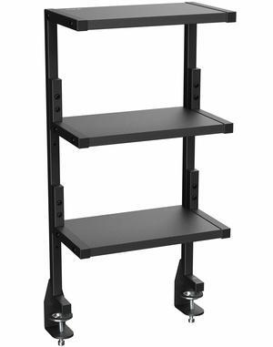 VIVO Black Clamp-on 13" Above or Below Desk 3-Tier Shelving Unit, Desk Organizer (STAND-SHELF3C)