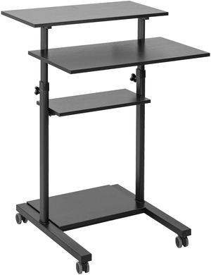 VIVO Black Mobile Height Adjustable Stand Up Desk Workstation Presentation Cart