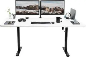 VIVO Electric 71 x 30 Stand Up Desk Workstation, White Top, Black Frame