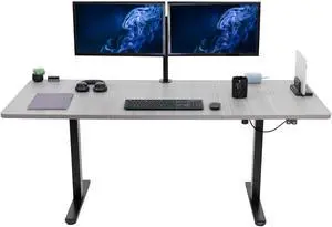 VIVO Electric 71 x 30 Stand Up Desk Workstation, Dark Gray Top, Black Frame