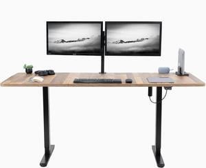 VIVO Electric 71 x 30 Standup Desk, 2 Button Controller, Reclaimed Wood 3 Part Table Top, Black Frame (DESK-KIT-0B7P)